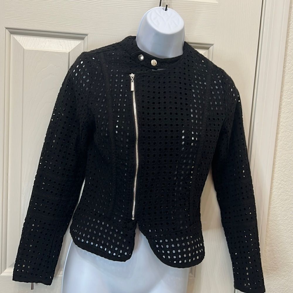 Bar 111 Size Small Moto Jacket Black Silver Hardware 💯% Cotton Slimming Peplum